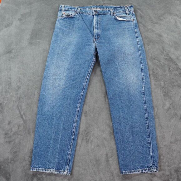 VTG Levis 505 Men‎ 42x32 Light Wash Red Batwing USA Orange Tab 40505-0215 80s - Picture 1 of 11